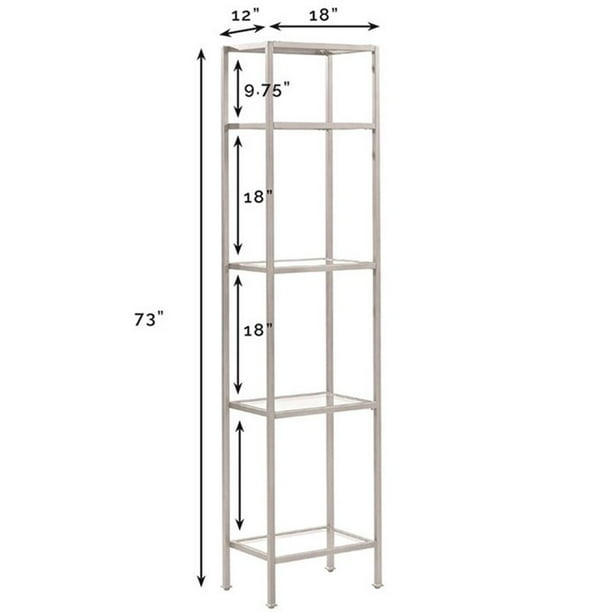 Crosley Furniture Aimee 4 Shelf Narrow Glass Metal Etagere in