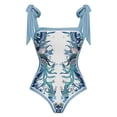 thumbnail image 1 of Aayomet Maillot de Bain Contrôle du Ventre Résistant au Chlore Col Rond Coupe Douce Maillot de Bain une Pièce, Bleu Clair L, 1 of 4