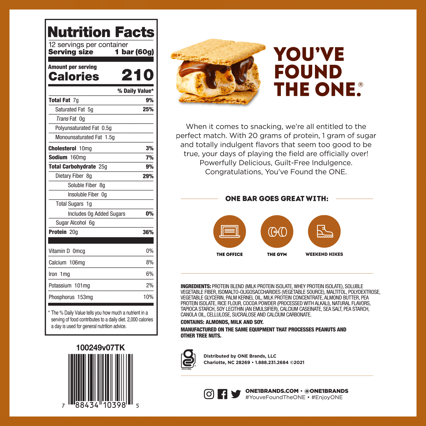 ONE Brands Protein Bar, S'mores, 20g Protein, 12 Count
