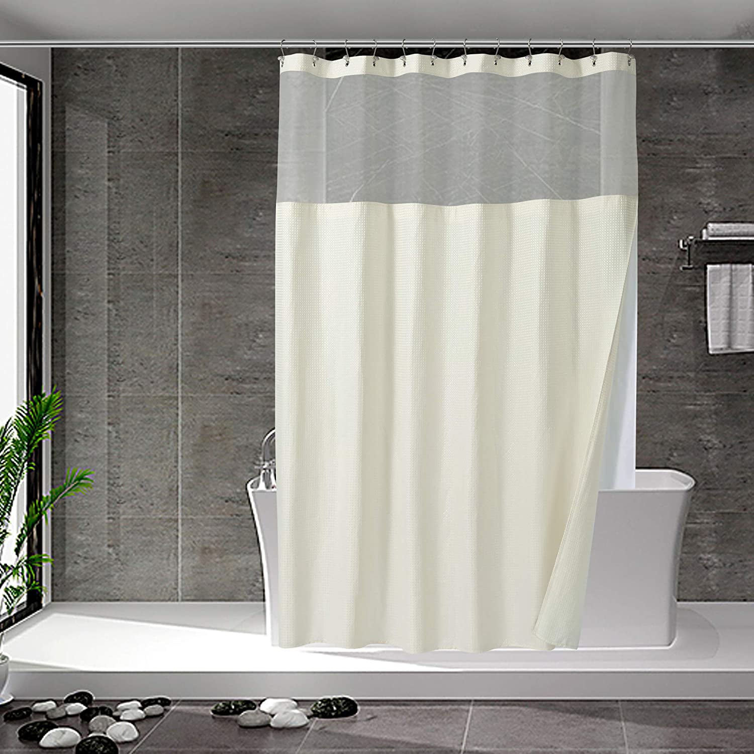 Retro Vintage Texture Bathroom Waterproof Fabric Shower Curtain With 12 Hook Set 