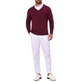 thumbnail image 2 of INSPIRE CHIC Men's Long Sleeve V-Neck Solid Color Knitted Pullover Sweater XL Burgundy, 2 of 5