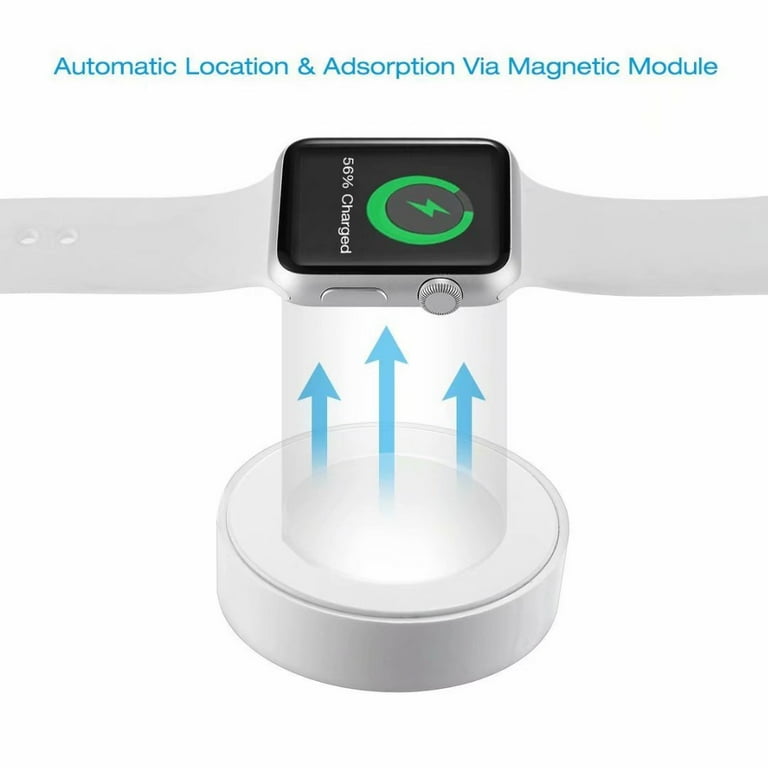 Smart Watch Charger with Magnetic Pad USB Wireless Portable Charging Cable Cord Compatible with Apple Watch Series 1 2 3 4 White