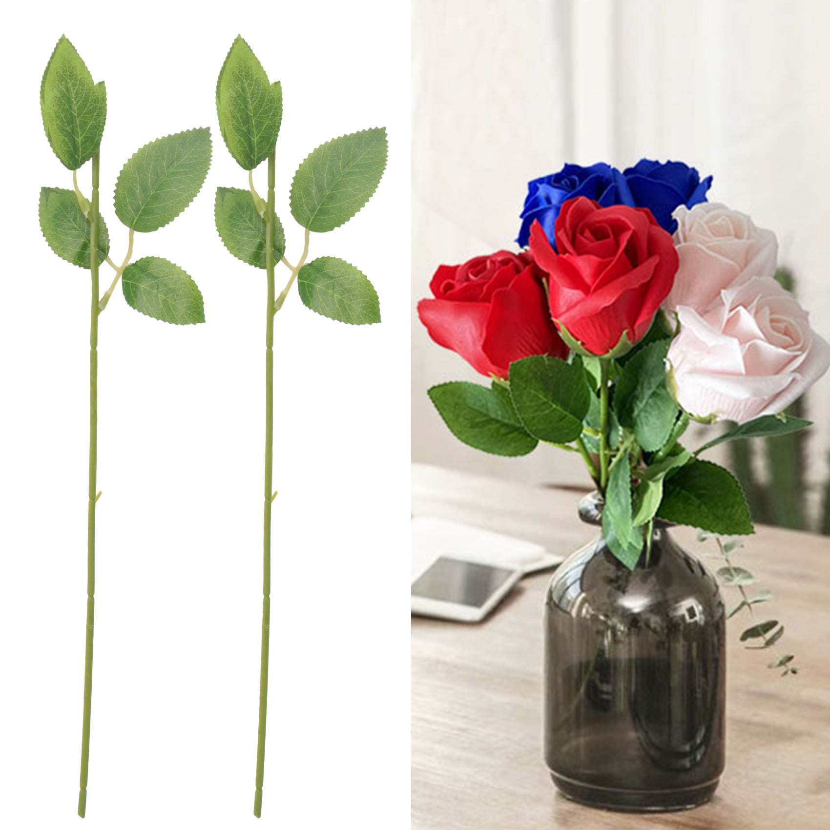 50pcs Artificial Flower Stems For Diy Handmade Bouquet Flower Leaf