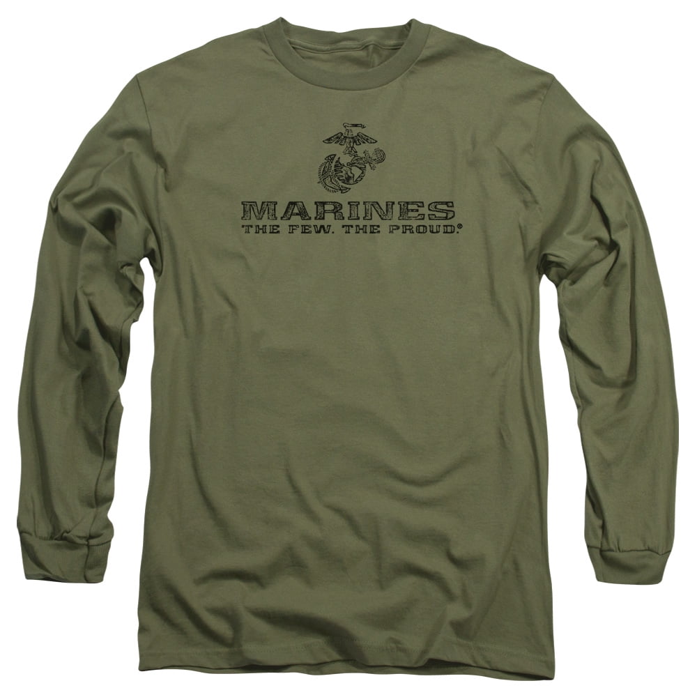 Us Marine Corps Distressed Logo Long Sleeve Shirt Large