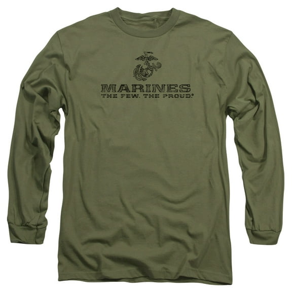 Us Marine Corps - Distressed Logo - Long Sleeve Shirt - Large