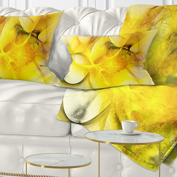 Designart Light Yellow Nebula Star - Abstract Throw Pillow - 12x20