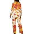 thumbnail image 5 of Kuiaobaty Maple Leaf Print 2 Pcs Pajamas Set for Women Music Note Sleepwear Pajamas Thanksgiving Long Sleeve Crewneck T-Shirts Button Down Tops with Long Pants Autumn Pants Lounge Wear, 4XL, 5 of 7