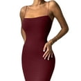 thumbnail image 3 of xiaxaixu Femmes Bodycon Midi Robe, Spaghetti Sangle Robe de Cocktail de Couleur Unie, 3 of 9
