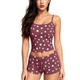 thumbnail image 2 of Jowdiw Women Pajama Set Polka Dot Print Cami Shorts Set Drawstring Lounge Sleepwear Two Piece Home Wear, 2 of 6