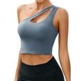 thumbnail image 2 of DODOING One Shoulder Sports Bra for Women One Strap Sports Bra Removable Padded Sports Bra with Hollow Out Design Training Yoga Active Bra, 2 of 8