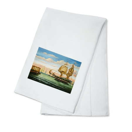 - Bay of New York, Sunset - Masterpiece Classic - Artist: Thomas Chambers c. 1800s (100% Cotton Kitchen Towel)