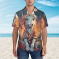 thumbnail image 2 of Fotbe Starry Sky Cute Horse Camisa Hawaiana para Hombre Unisex – Camisa Casual de Verano con Botones de Manga Corta de Algodón y Lino,3X-Large, 2 of 7