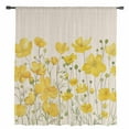 thumbnail image 2 of Yellow Daisy Semi Sheer Curtains Drapes for Living Room, Bedroom, French Doors Window 72 Inches Long, Rustic Spring Floral Summer Botanical Rod Pocket Chiffon Curtain Drapery Voile Draperies Panel, 2 of 6