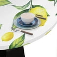thumbnail image 6 of Lemon Leaf Round Table Cover with Elastic Edge - Fitted Waterproof Wipeable Tablecloth for Kitchen Dining Party & Holiday - Fits 40-44 In Round Plastic Table, 6 of 6