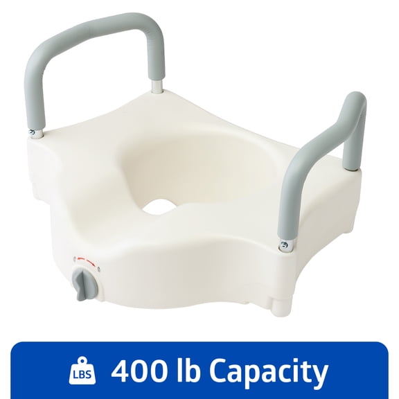Medline Toilet Seat Riser with Arms for Seniors, Locking, Fits Most Toilets, 400 lb Weight Capacity, White
