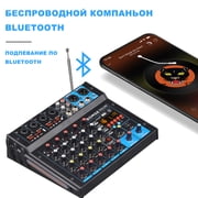 BOMGE 6 Channel dj powered audio sound mixer amplifier,100 W Stereo Speaker Home Audio Receiver effects, 48V phantom Power, USB, Bluetooth ,for home theater system, Karaoke, Streaming