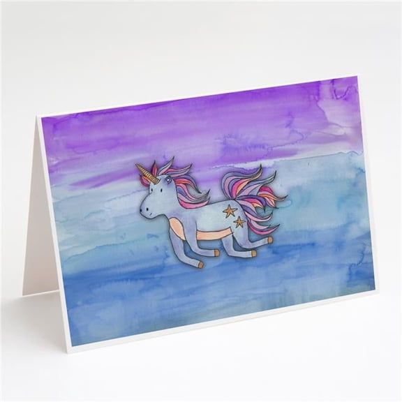 Blue Unicorn Watercolor Greeting Cards & Envelopes - Pack of 8