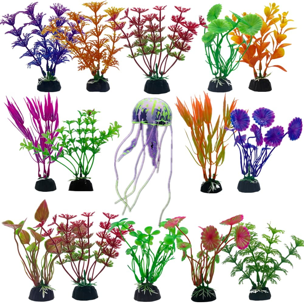 DUFACAI 15 Pieces Artificial Fish Tank Plants Aquarium Decorations