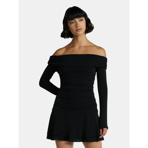 Madden NYC Women’s Drop Waist Dress with Long Sleeves, Sizes XXS-XXL