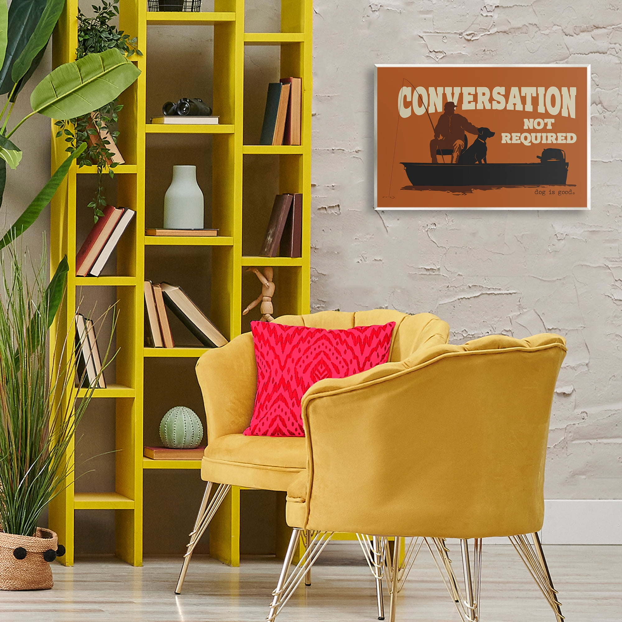 Stupell Industries Conversation Not Required Dog People Painting Unframed Art Print Wall Art, 19 x 13