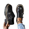 thumbnail image 6 of Wensltd Women British Style Loafers Solid Color Round Toe Chunky Shoes Women Wide Width Shoes, 6 of 9