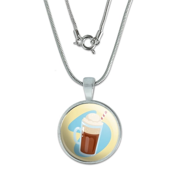 Root Beer Float 0.75" Pendant with Sterling Silver Plated Chain