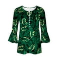 thumbnail image 5 of Blusa de verano para mujer con estampado de pliegues sexy y mangas 3/4 con cuello en V y botones OAVQHLG3B Store  lin121212, 5 of 5