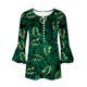 thumbnail image 5 of Blusa de verano para mujer con estampado de pliegues sexy y mangas 3/4 con cuello en V y botones OAVQHLG3B Store  lin121212, 5 of 5