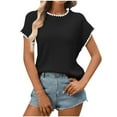 thumbnail image 3 of Horkkom Short Sleeve Sweater for Women Crew Neck Pullover Sweaters Summer Loose Casual Tops S, 3 of 9