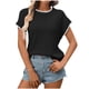thumbnail image 2 of Tejiojio Women's Ribbed Knit Top Ruffled Trim Round Neck Short Sleeve Casual Summer Blouse, 2 of 8