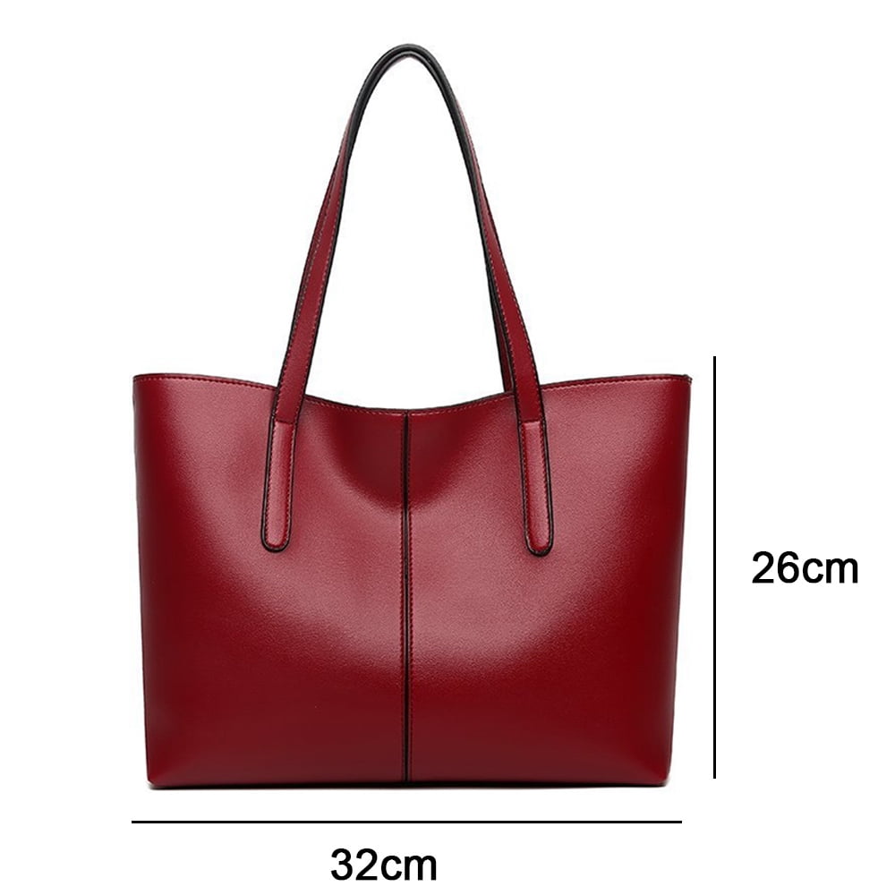 Vintage Genuine Leather Shoulder Bag Work Totes for Women Purse Handbag with Back Zipper Pocket
