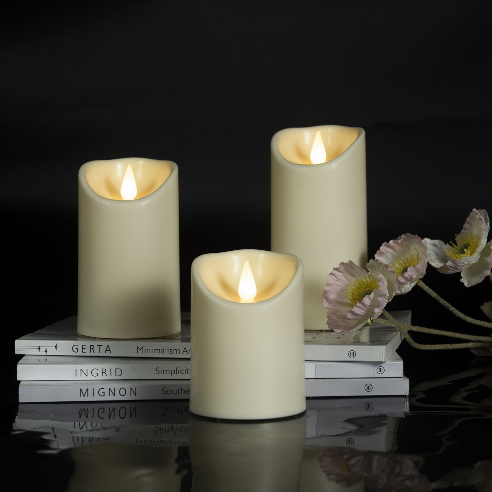 Cacou 3-Pack Flickering LED Flameless Candles with Remote Control for Home Decor and Mood Lighting