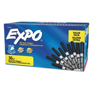 Expo Low Odor Dry Erase Markers, Black, 36 Count