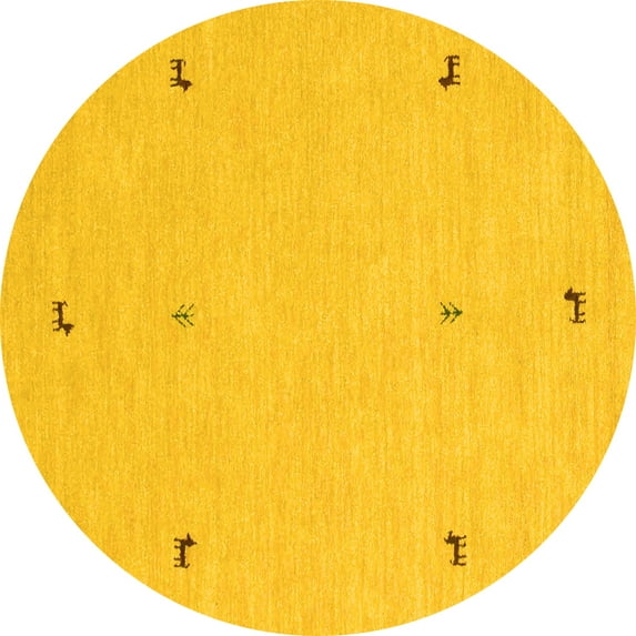 Ahgly Company Indoor Round Solid Yellow Modern Area Rugs, 8' Round