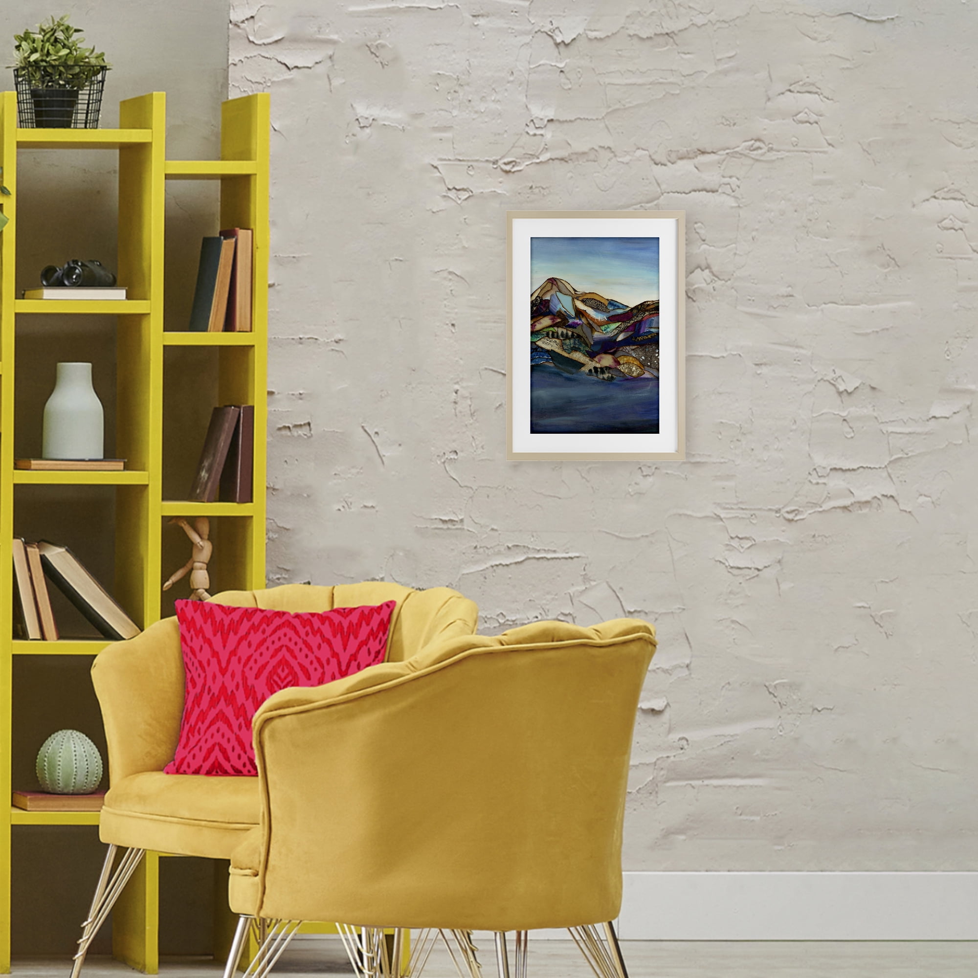 Stupell Industries Patchwork Collaged Mountains Birch Framed Print Under Glass, design by Van Horne-Borcherding