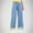 Light Blue, variant on HAOTAGS High Rise Jeans Juniors Comfy Wide Leg Cargo Trousers Stretch Washed Pocket Girl Dailywear Light Blue 11 Years