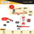 thumbnail image 5 of eRatchet 1" Tie-Down Ratchet Straps w/ Black Double J Wire Hooks | 3,300 Lbs. Breaking Strength | Heavy Duty Cargo Straps for Flatbed, Trucks, and Trailers (2 Pack) (15 FT, Red), 5 of 8