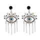 thumbnail image 2 of Pendientes huecos simples con borlas de pestañas y ojos divertidos a la moda, joyería decorativa (plata), 2 of 3