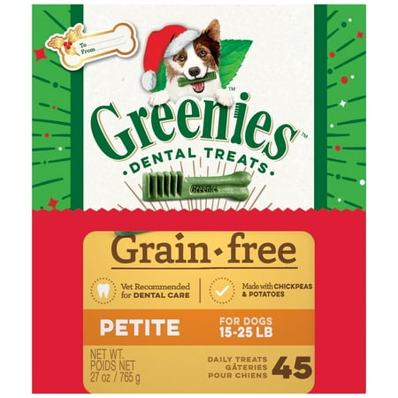 (12 pack) (12 Pack) GREENIES Holiday Limited Edition Packaging Grain Free Petite Dog Dental Treats, 45-Count, 27 oz. Box