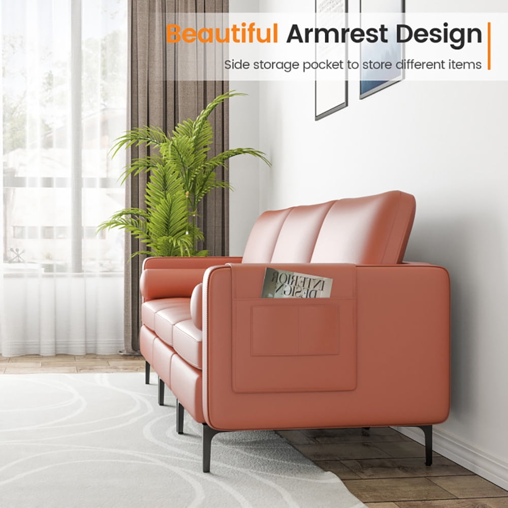 Finihen 3-Seat Sofa Couch, Modular 3-Seat Sofa Couch with Socket USB Ports and Side Storage Pocket, for Living Room, Bedroom, Pink Finihen 3-Seat Sofa Couch, Modular 3-Seat Sofa Couch with Socket USB Ports and Side Storage Pocket, for Living Room, Bedroom, Pink