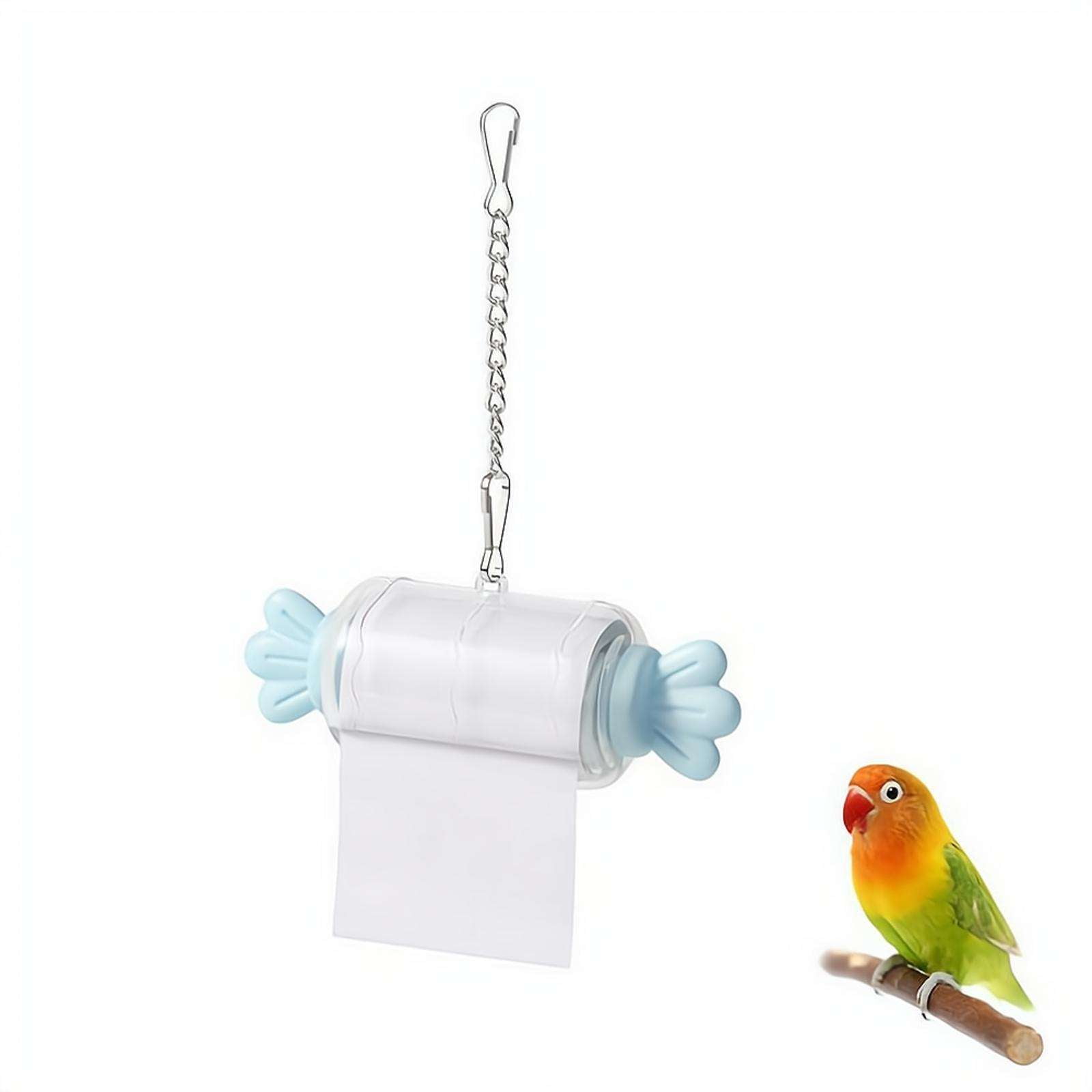 Bird Shredding Toys, Parrot Rolling Paper Play Toy with Hanging Chain, Interactive Chewing Accessory for Parakeet Cockatiel & Medium Parrot,Easy to Install Parrot Cage Accessories
