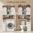 thumbnail image 3 of Farmhouse Over The Toilet Storage Cabinet with Pulley, Bathroom Storage Cabinet with Adjustable Shelf and Open Shelf for Bathroom, Restroom, Laundry, White Brown, 3 of 7