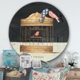 thumbnail image 2 of Designart 'collage Cage à Oiseaux Or Tweet' Art Mural Rond en Métal Style Ferme - Disque de 36, 2 of 5