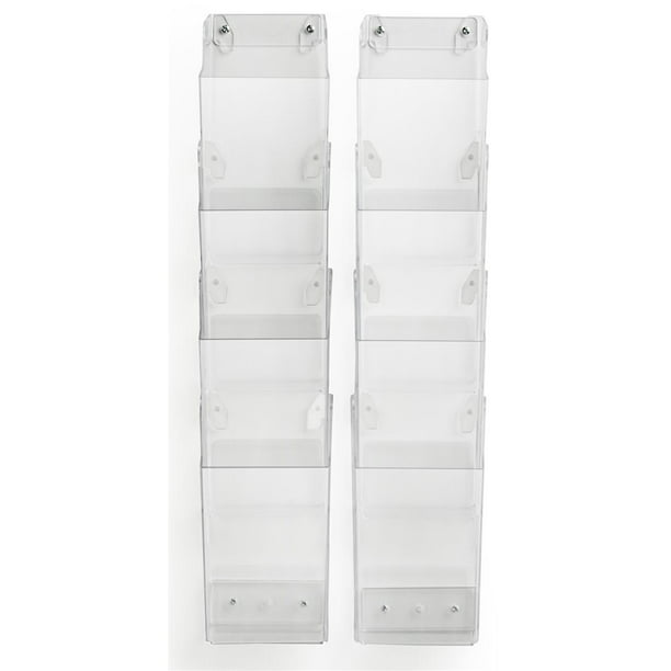 Wall Mount Brochure Holder 8 Half Size Pockets Fits 4 X9 Brochures Clear Acrylic 2uprmbrohf Com - Wall Mounted Brochure Stand