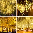 thumbnail image 2 of Luces de lluvia de meteoritos solares FloreceBien, 30 cm, 8 tubos, 144 LED, luces de meteorito azules, cadena de luces LED con forma de lluvia que cae para decoración de fiestas navideñas, patios y, 2 of 8