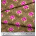 thumbnail image 3 of Soimoi Tissu Crêpe polyester Design Quatrefoil, Feuilles & Roses Imprimés Floraux au Mètre 52 Pouces de Large, 3 of 3