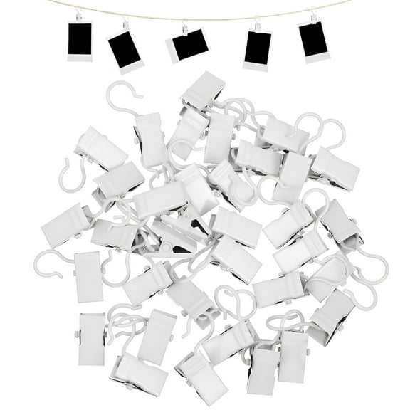LAMIRO 40pcs Hook Clips Curtain Hanging Clips Party Lights Clips Photo Clips Hanger Hooks