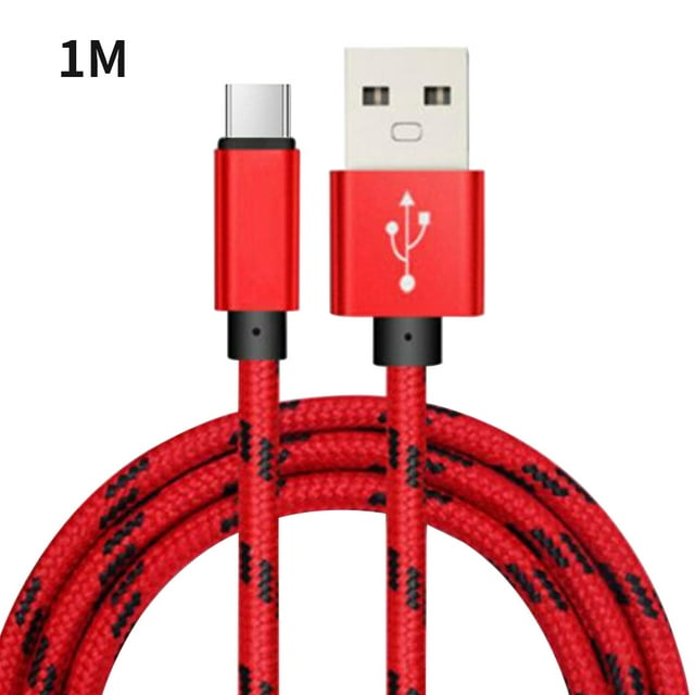 VONKY Charging Cable Type-C Fast Charger Cord Nylon Braided Data Wire Phone Cable Accessory, 1 Meter, Red