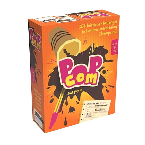 Ludonaute Pop Com - Divertido juego de fiesta 364 desafíos para convertirse en campeones publicitarios Juego de cartas familiar poco convencional Edades 13 4-14 jugadores 20 min