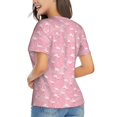 thumbnail image 2 of Goofa Flamingos and Flowers Pattern Women's Slim-Fit Short-Sleeve V-Neck T-Shirt,Classic-Fit Short-Sleeve V-Neck T-Shirt-X-Large, 2 of 5